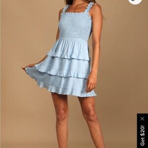 Light Blue Ruffled Women's Dress